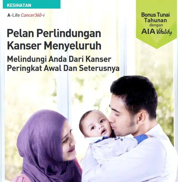 A-Life Cancer360-i brochure cover: Pelan Perlindungan Kanser Menyeluruh